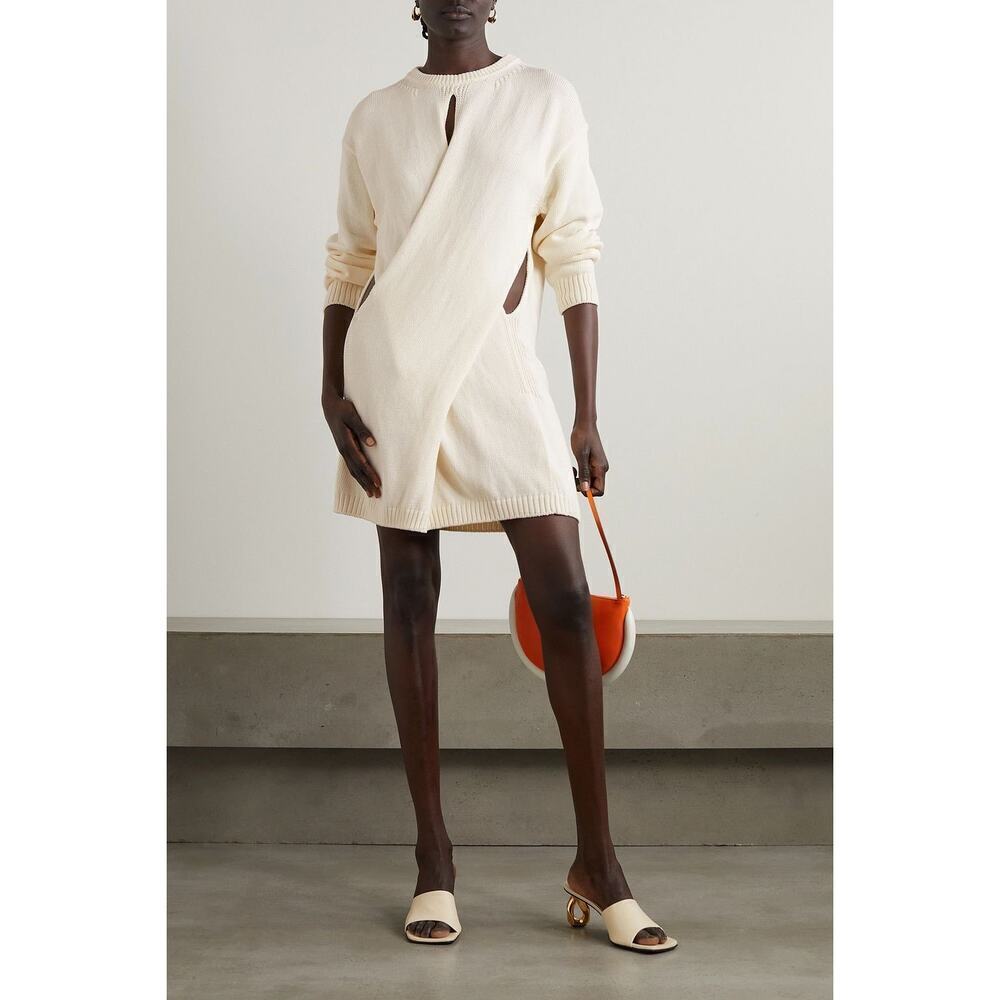 JW ANDERSON Twist-front cutout cotton dress Cream Size XS